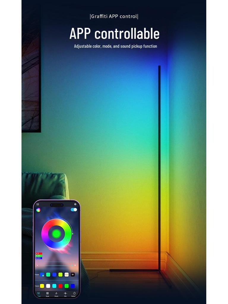 Wow, Colorful Bluetooth Floor Lamp for Living Room or Bedroom with Remote-Controlled Music Atmosphere, Nordic Corner Lamp.