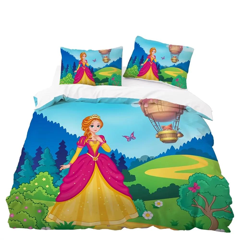 Girl Cute Cartoon Princess Unicorn Duvet Cover Set 3D Print Soft Comfortable Bedding Decor Gift