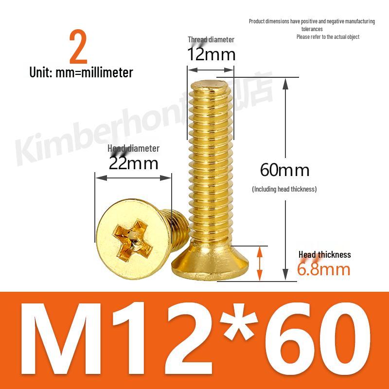 Copper Phillips Countersunk Head Machine Screws, Sizes M2–M4, Lengths 6/8/10/12mm