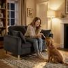 2 Seater Sofa, 140 Cm Loveseat Sofa with Spring Cushions, Metal Legs, 2 Pillows, Dark Grey