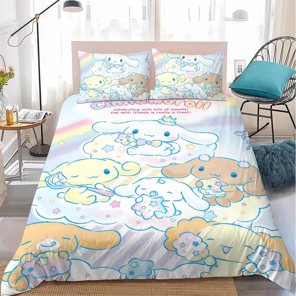 C-Cinnamoroll Cute Cartoon Duvet Cover Set Home Style Bedding Soft Laundry Cotton Bed 3 Piece Set Student Dormitory Gift