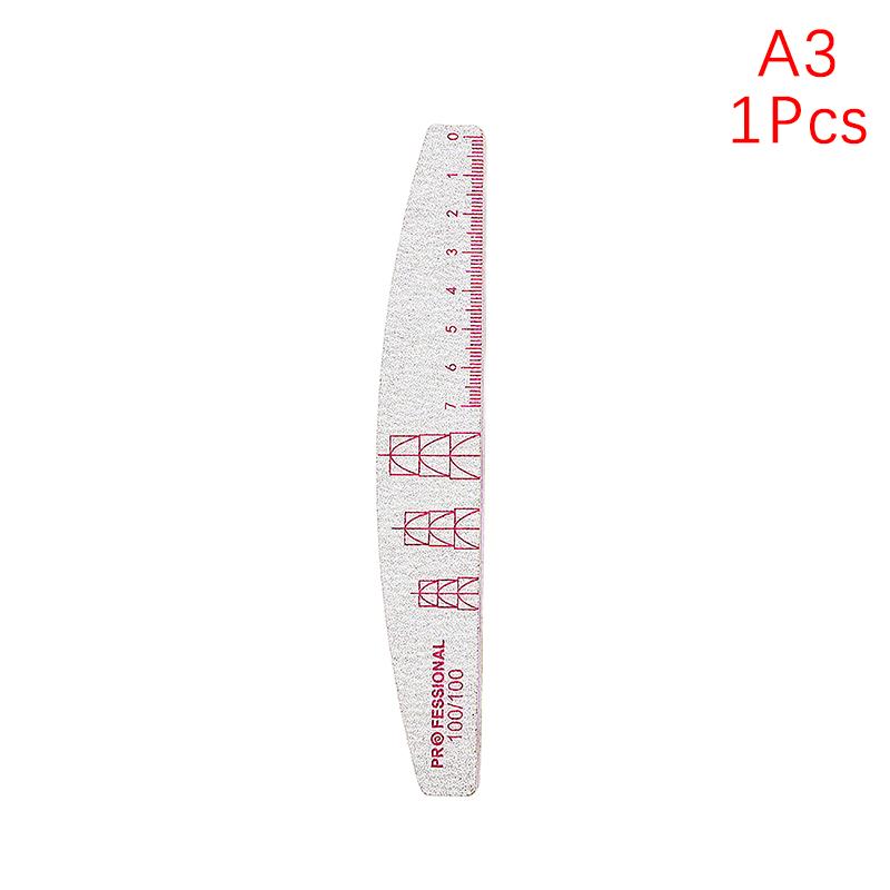 1Pcs Nail File Wooden Half Moon Wear Resist Professional Sandpaper Double With Scale Nail Files Polishing Tools
