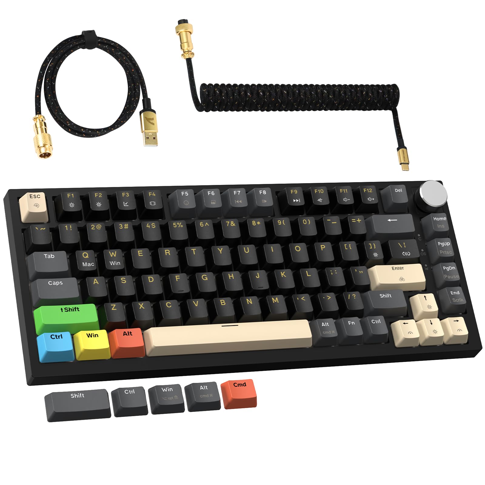 

SHARK K85 Rapid Trigger Keyboard Дротова RGB магнітна ігрова клавіатура Спіральний кабель PBT Keycap Магнітна механічна ігрова клавіатура Регульований хід TKL