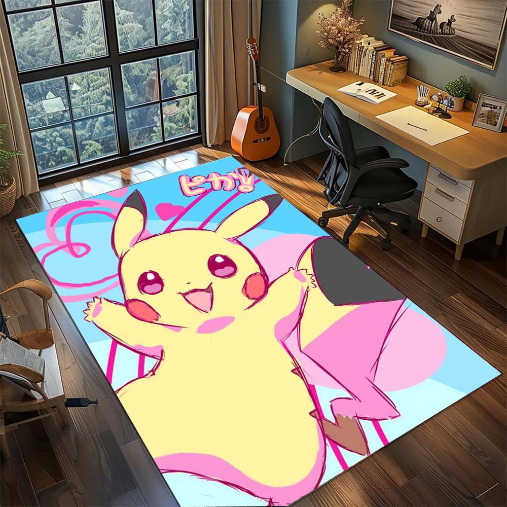 

Pikachu Bedroom Gamer Indoor Carpet Rug, Non Slip Washable Large Coverage Floor Mat Decor.-TING 60x90cm