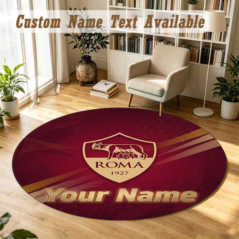 Round Rug Custom NameAS Roma Pattern Non Slip Carpet Home Floor Decor