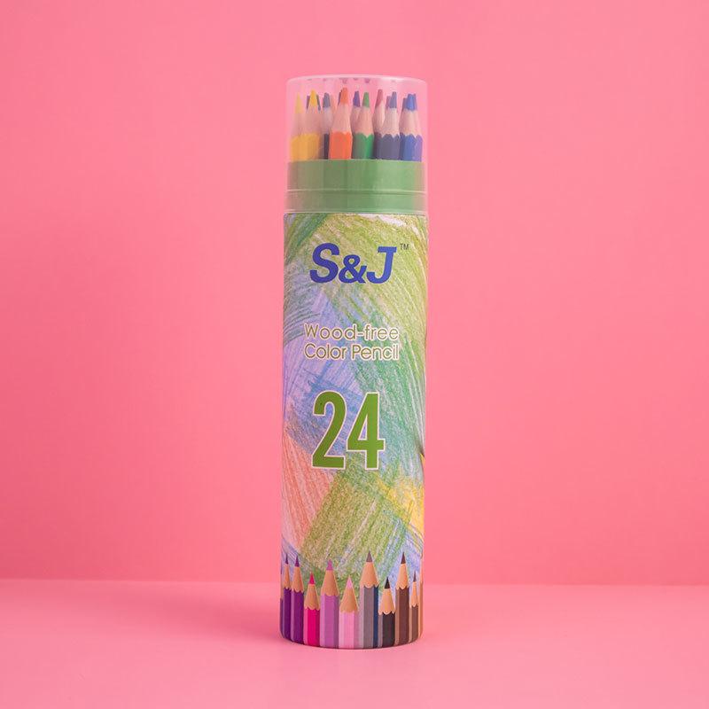 Oil-Based Colored Pencils Set - 24 Colors for Primary School Drawing & Painting