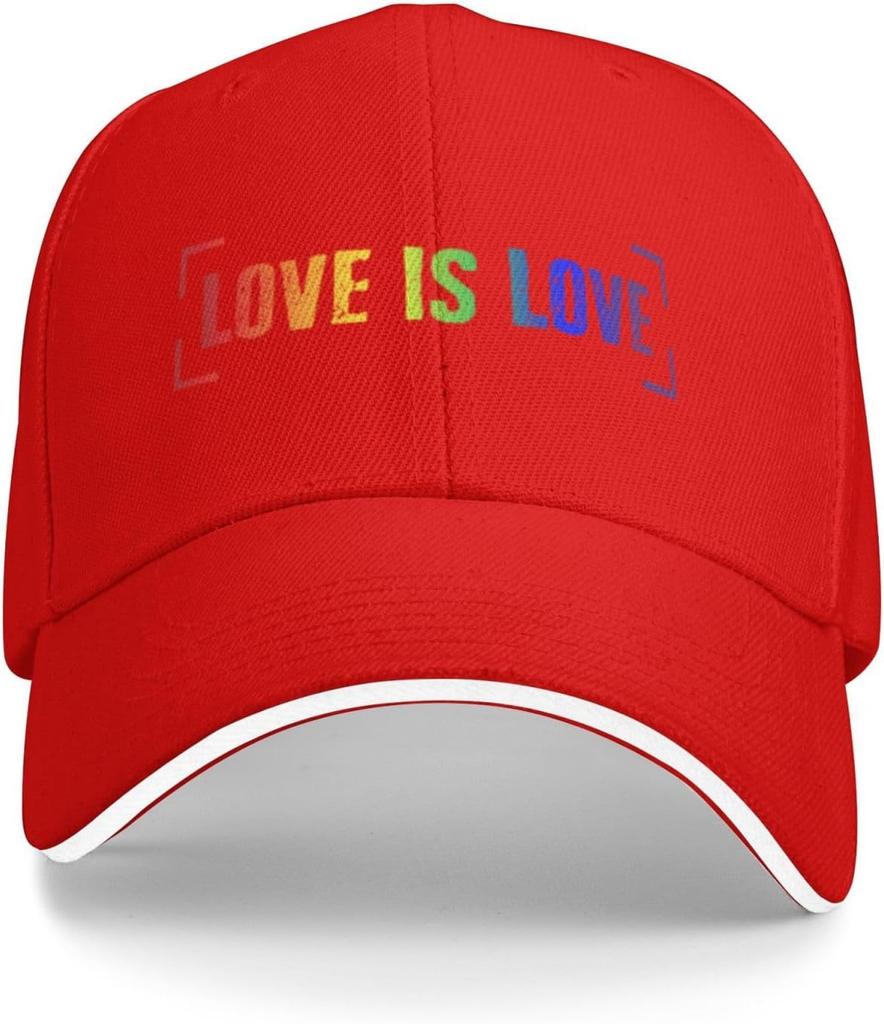 Love is Love Rainbow LGBT Pride Adjustable Baseball Cap Casual Polyester Summer Hat for Men Women