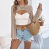 Early Autumn Casual Hollowed-out Long-sleeved Knitted Sweater with A Small Waistcoat for Women's Wear