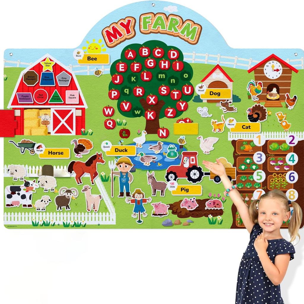 Felt Story Board Set Farm & Ocean Animals Montessori Interactive Teaching Kit