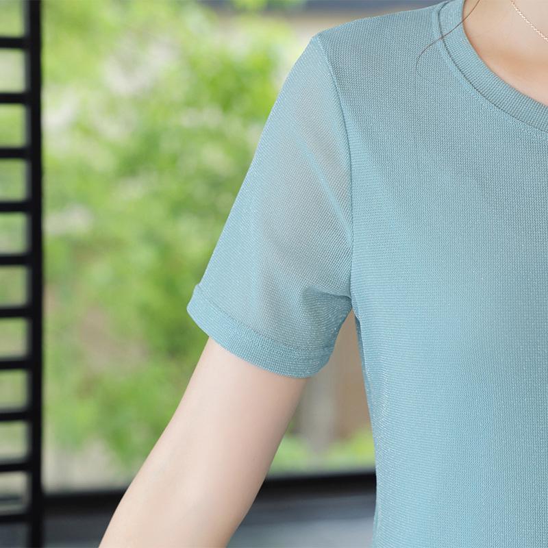 Mom's 2025 Stylish Summer Short-Sleeve T-shirt & Skirt Set for Middle-Aged Women
