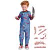 Costume Bambina Chucky Horror Halloween, Costume Chucky per Bambini Giocattolo Regalo con Tatuaggio Cicatrice Adesivo Regalo