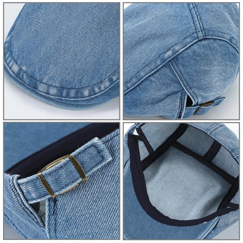 Denim Forward Hat Women'S Spring Autumn Beret Washed Simple Thin Hat Men'S Cap Tide Cowboy Duch Tongue Cap For Men Women Visors