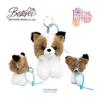 [BESTEVER] Fluffy Furries Plush Keychain Bag Charm Dog Chihuahua Mix Puppy 46266 Premium Rabbit Fur Mascot Keyring Ring Hook with Silicone Zip Tie