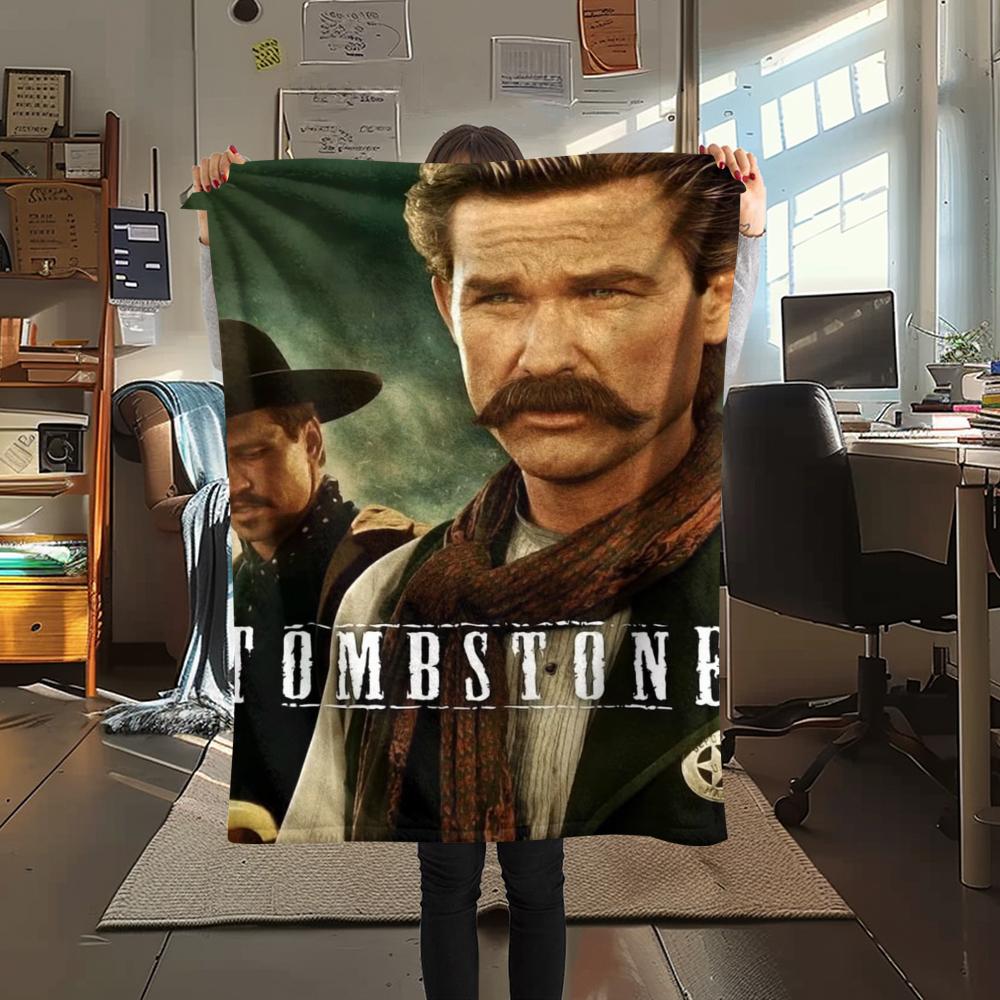 1PC Tombstone Movie Print Flannel Blanket, High quality Comfortable for All Seasons, Home Decor, Warmth and Comfort, Perfect for Christmas Gifts225