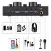 V8 External Live Sound Card Microphone Set Mini Sound Mixer Board for Live Streaming Karaoke Singing Music Recording with 12 Funny Sound Effects BT C