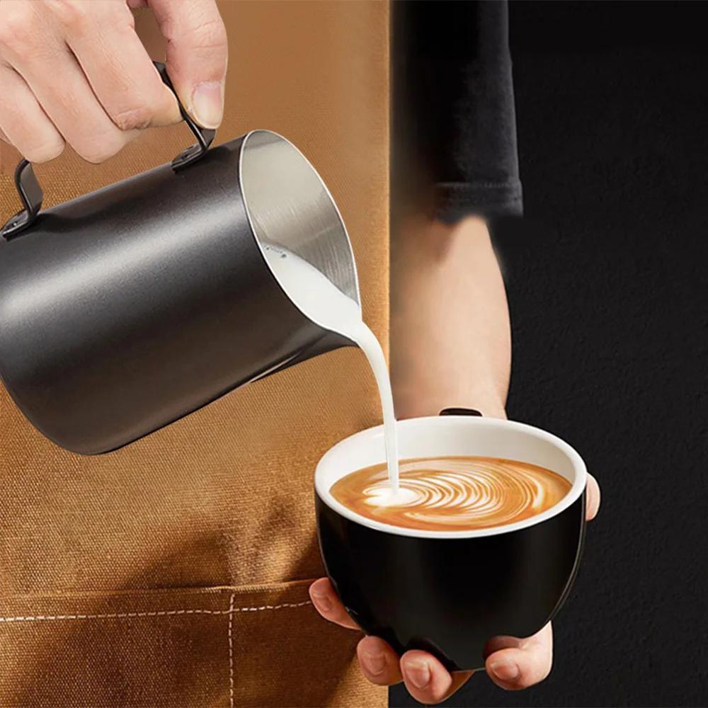 350ML Coffee Milk Frothing Pitcher with Scale Latte Stainless Steel Pour Over Coffee Kettle Espresso Steaming Milk Frothing Cup