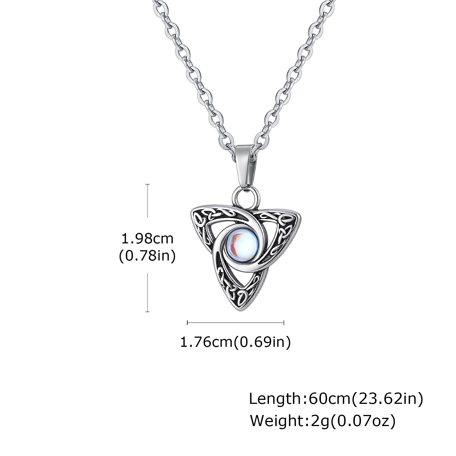 

Vintage Celtic Knot Pendant Inlaid Black Opal Turquoise Necklace for Men, Retro Fashion Natural Stone Stainless Steel Jewelry