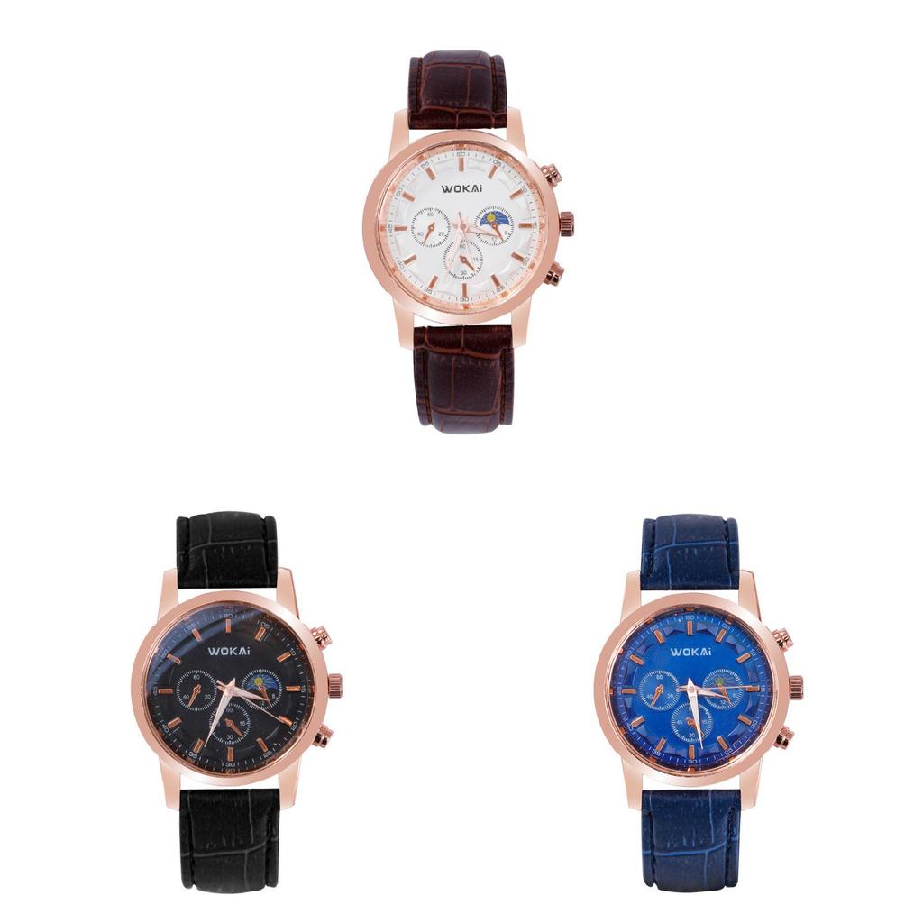 Wokai Business Mens Watch With Pu Strap Quartz Movement For Formal Wear