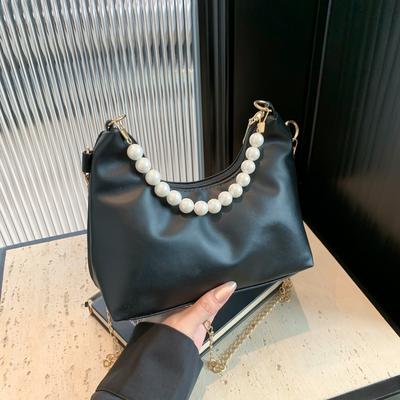 Bag Premium Sense Pearl Handbag Chain Shoulder Bag Texture Pu Solid Color Messenger Bag