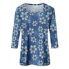 Women's 3/4 Sleeve Square Neck Floral Shirt Casual Loose Tunic Top