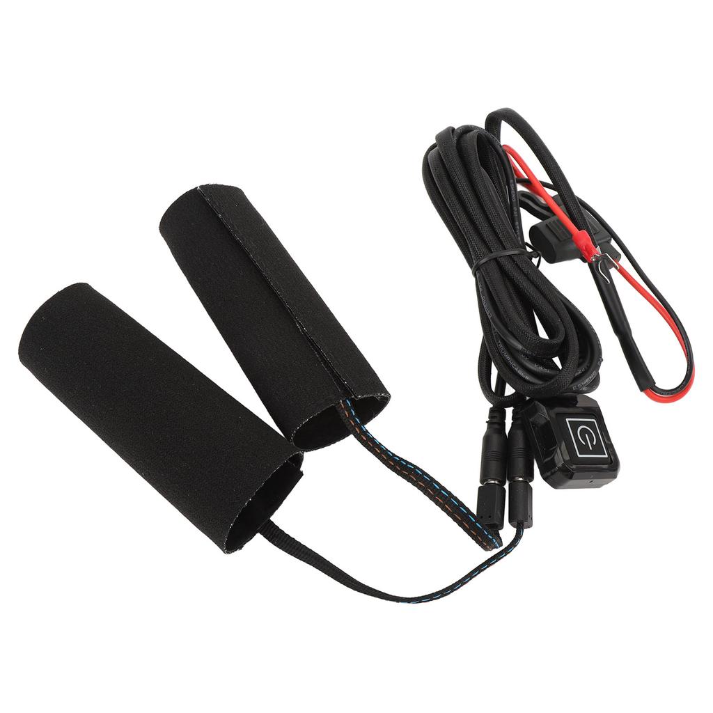 Motorcycle Heated Grip Cover 12V IP67 Water Resistant 3 Temperature Setting Hook and Loop Closure Motorcycle Handlebar