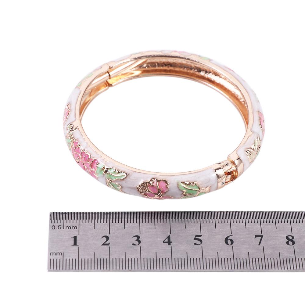 Chinese Peony Gifts For Women Girl Flower Enamel Filigree Jewelry Bracelet Accessories Bangles