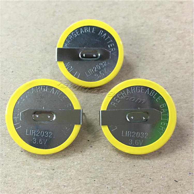 Brand New 3.6V LIR2032 Rechargeable Button Cell with Solder Tabs