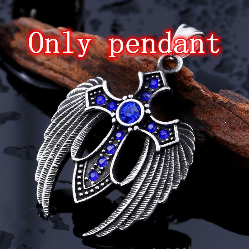 

Beier new store 316L Stainless Steel Wing Cross pendant necklace high quality fashion chain unisex jewelry LLBP8-073P синій