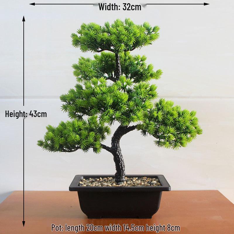 Umělé borové svatební květinové aranžmá: Zelený bonsaj penězovník pro domácí dekoraci