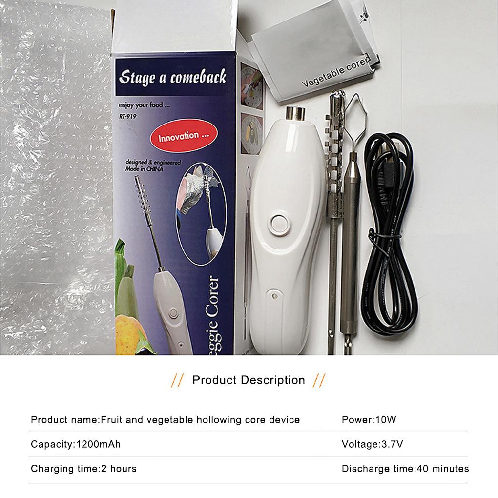 Vegetable Fruit Corer Replacement Washable Battery Powered Button Control Rechargeable Home Cooking Core Remover Tool