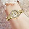 6PCS Golden Ladies' Watch Set Luxury Trendy Quartz Watch Bracelet Necklace Earrings Set Perfect Gift for Friends or Moms