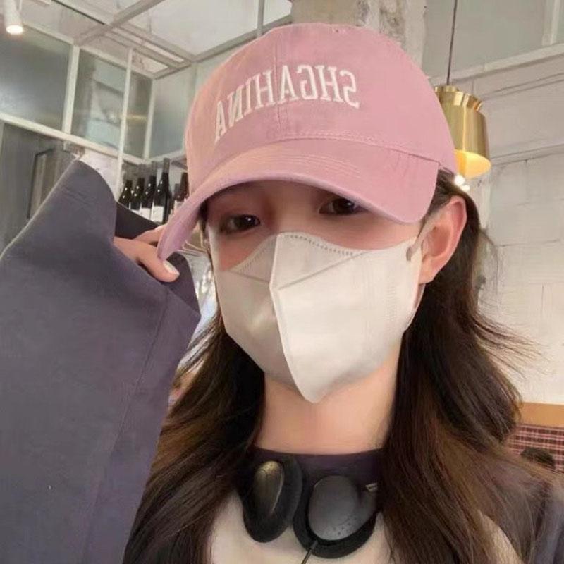 Letter Embroidery Baseball Hat for Women Solid Color Cotton Sunshade Peaked Duck Tongue Cap Girls Sports Outdoor Hat