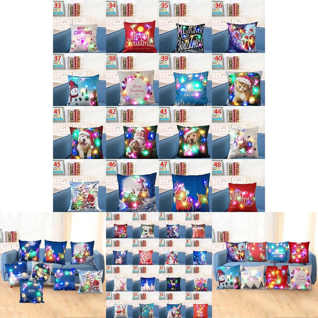 Luxurious Christmas Led Lights Linen Pillow Case For Festive Home Decor And Cozy Sofa