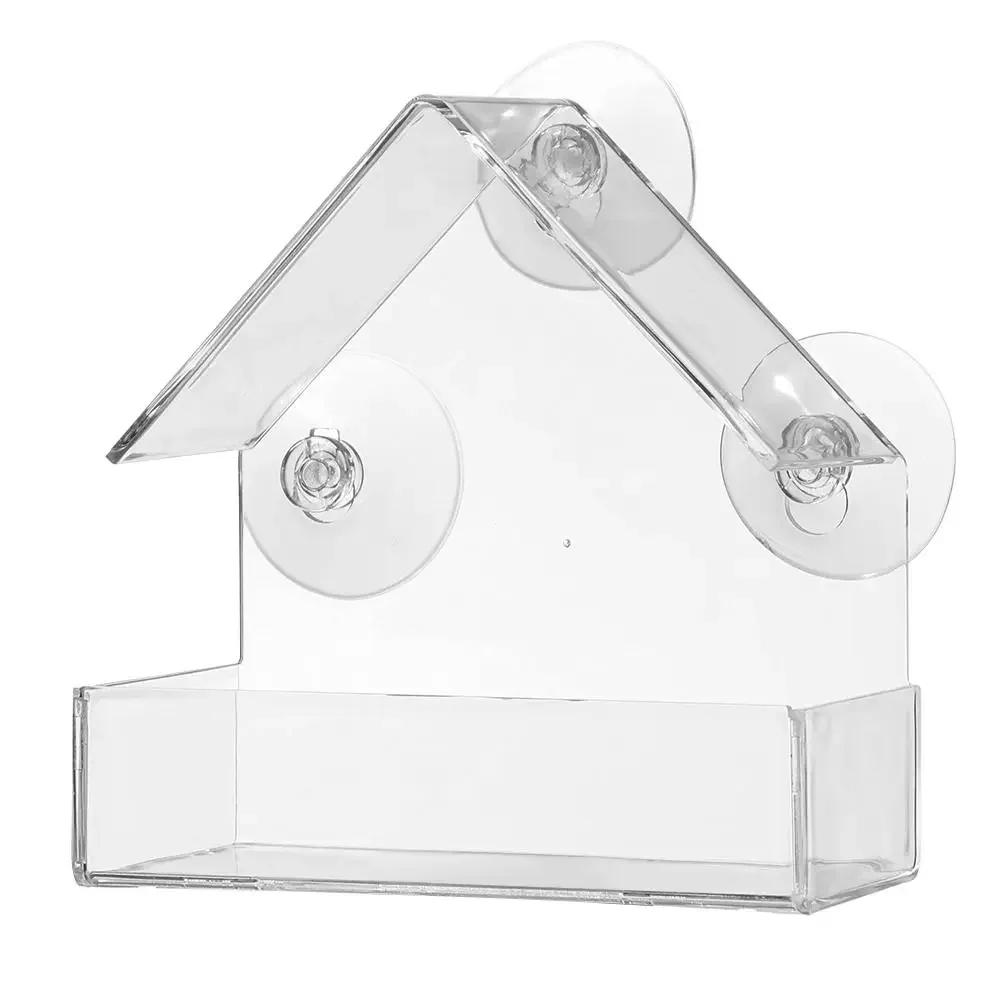 

Acrylic Clear Glass Window Birds Hanging Feeder Birdhouse Food Feeding House Table Seed Peanut Suction Cup A