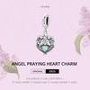 Bisaer 100% 925 Sterling Silver Charm Anioł modlący się serce cyrkon Charms DIY bransoletki bransoletki kobiety biżuteria