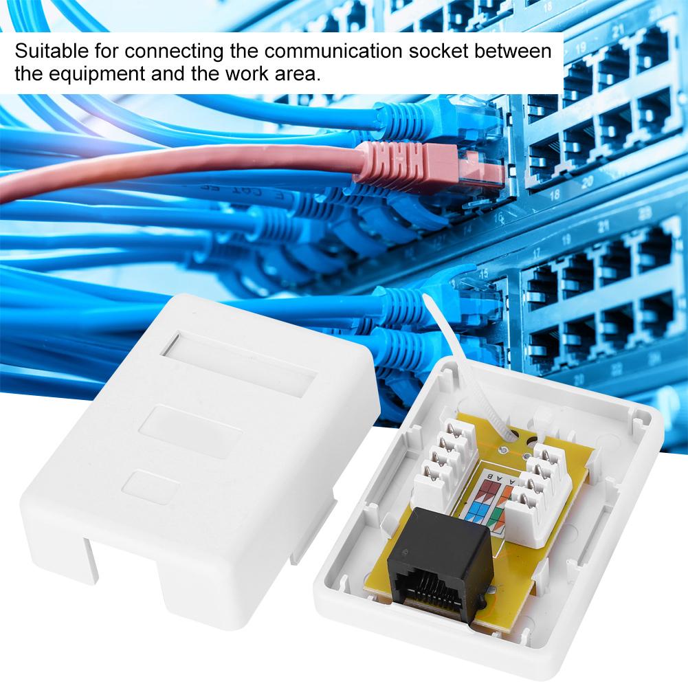 2pcs RJ458P8C CAT6 Single Port Networks Wiring Surface Mounted Desktop Information Junction Box