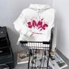 Unisex Graffiti Hooded Sweatshirt with Puff Print - Niche Cute Style, Thin Plus Velvet, Perfect for Autumn and Winter Couples.