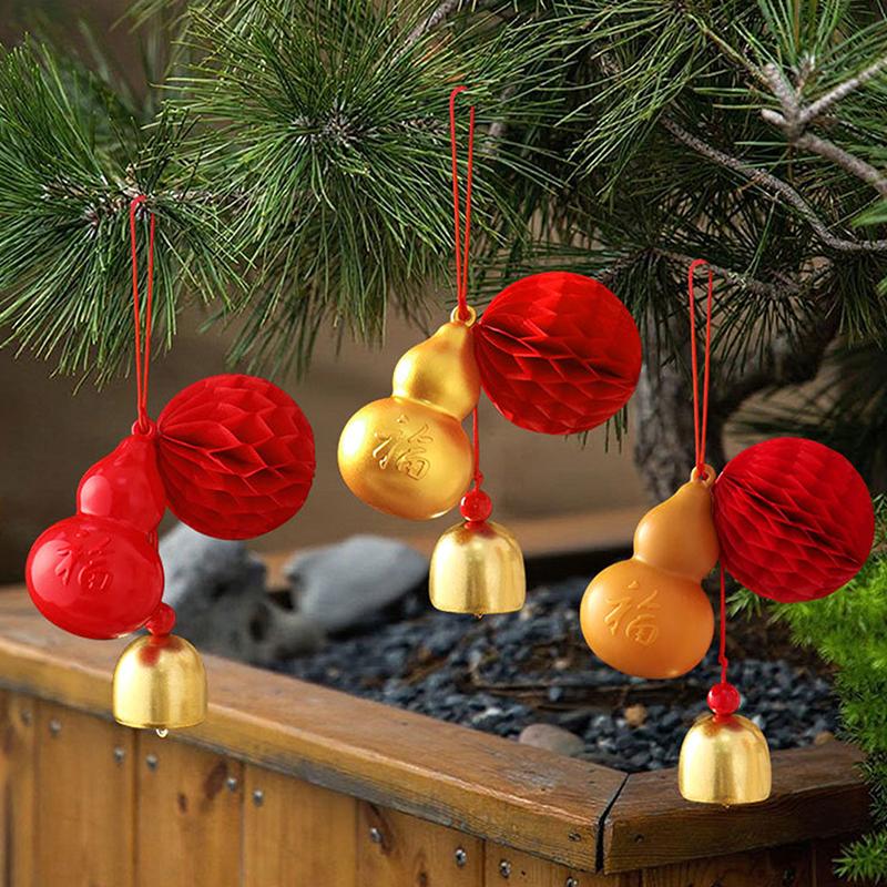14cm Home Decor Cute DIY Accessories New Year Bell Design Spring Festival Wind Chime Auspicious Pendant Multi-Color