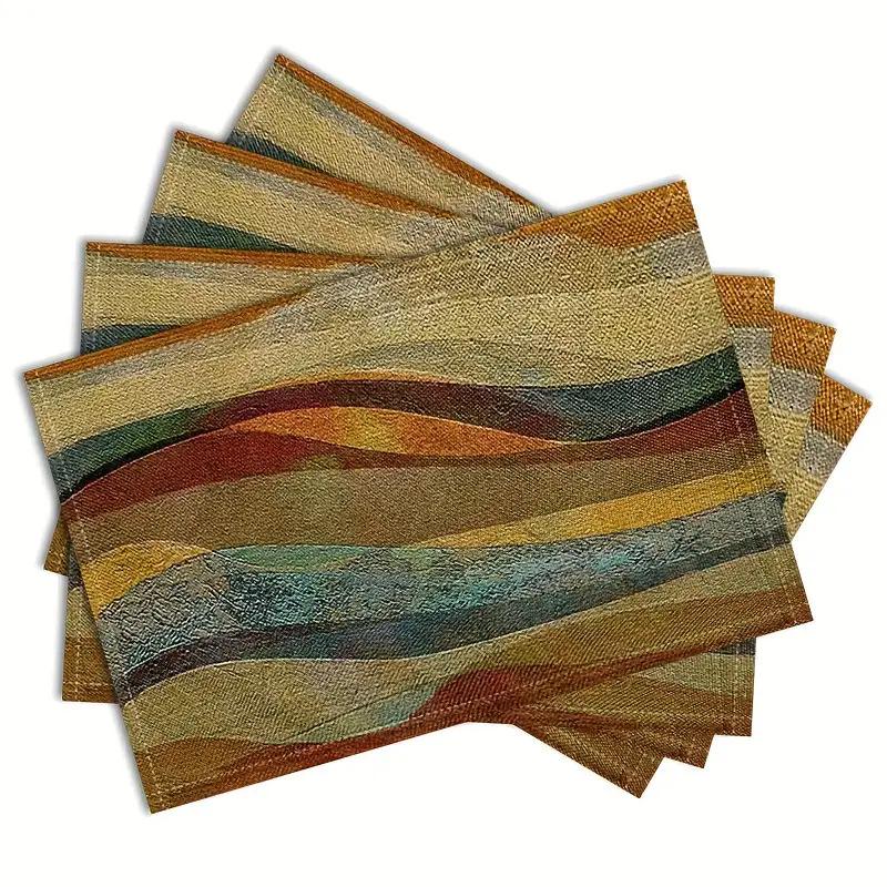 Bohemian Geometric Retro Placemat - Vintage Polyester Heat-Resistant Dining Mat
