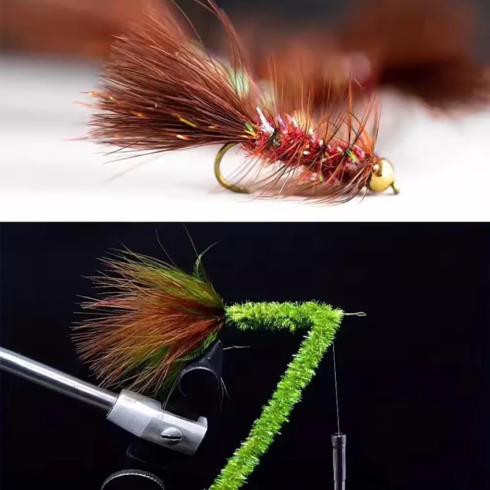 4mm 6mm Ice Dub Chenille Fliegenbinden Glitzergarn für Woolly Bugger Schillernde Körperwicklung, Lachs- & Steelhead-Fliegen Köder
