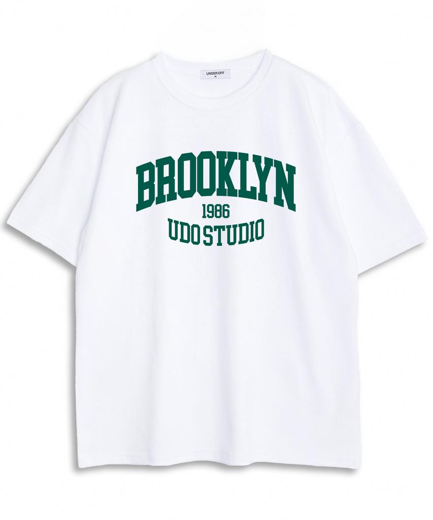 UNDEROFF Oversized Crew Neck Brooklyn Short Sleeve T-Shirt White Blue