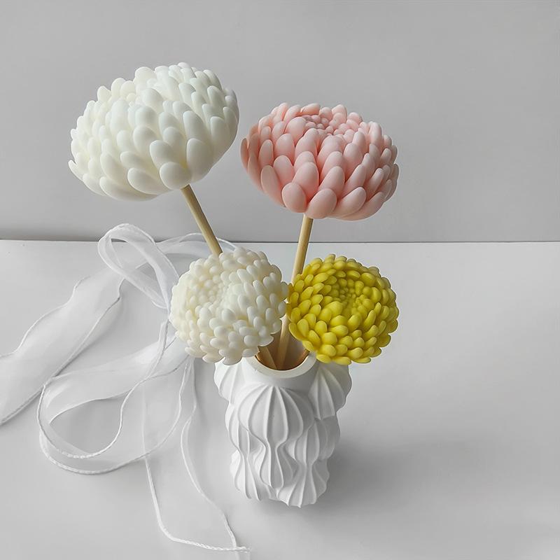 Moule Bougie Fleur de Chrysanthème en Silicone pour Diffuseur en Plâtre Fabrication de Savon Moule Flexible pour Artisanat Fait Maison et Décoration Intérieure