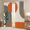 Modern Geometric Curtains Orange Black Abstract Pattern Plant Elements Living Room Bedroom Decor Set Of 2 Made Polyester With Rod Pocket Area