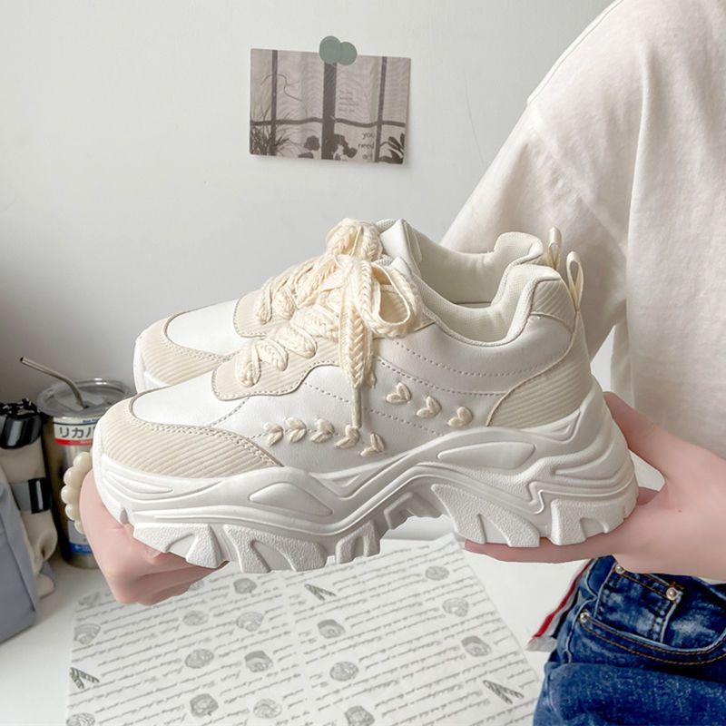 Fashion Thick Soled Height Increasing Womens Sport Shoes Women Breathable Chunky Platform Sneakers Women Running Shoes