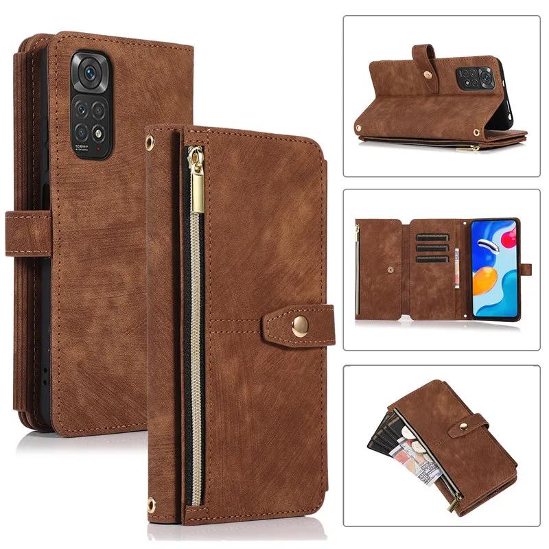Lanyard Flip Leather Phone Case for XiaoMi 15T 15 14 14T 13T 12T POCO X5 RedMi Note 15 14 Pro Plus 13 12 Zipper Wallet Cover