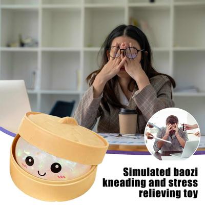 Yousheng 1/4 Pièces Jouet Bun Vapeur Simulé Soulagement du Stress Bun à Montée Lente Jouet Sensoriel Bureau Maison Relaxation Boule Anti-Stress Douce Bun à Presser Jouet Fidget