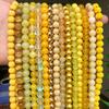 Natural Stone Beads Yellow Jades Agates Gold Hematite Round Loose Mineral Beads for Jewelry Making DIY Handmade Bracelet 15''