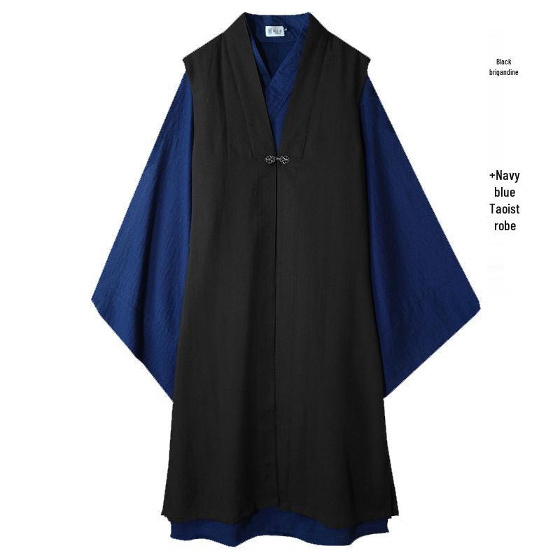 Ming-Style Unisex Hanfu: Loose Long Taoist Robe & Vest Cloak