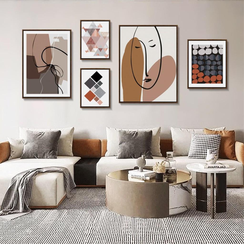 Nordic Minimalist Living Room Wall Art: Warm Sofa Background Decorative Painting Combination