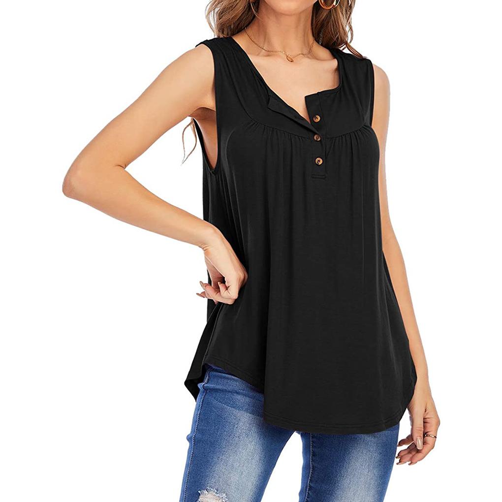 Girl Sleeveless Vest Women V Neck Solid Color Summer Top